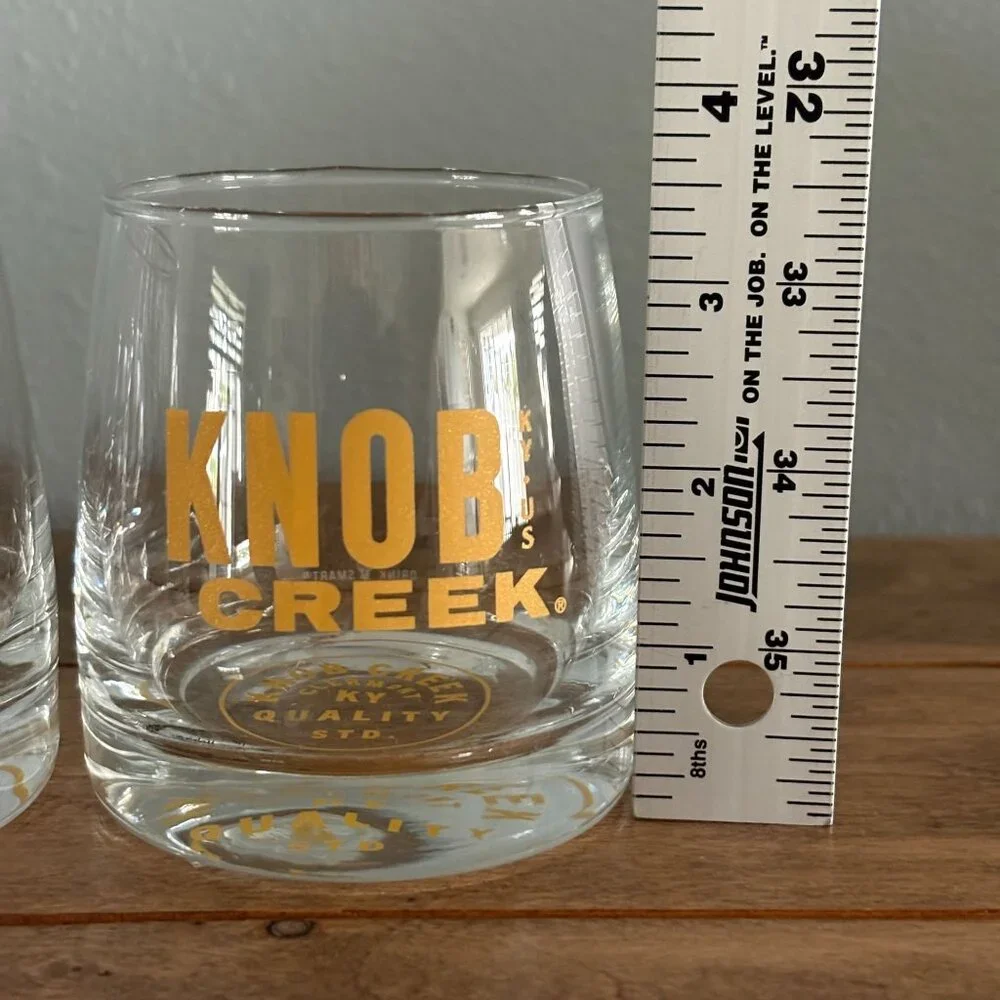 Knob Creek Kentucky Bourbon Whiskey Rocks Glass‎ Set of 2 Gold Lettering